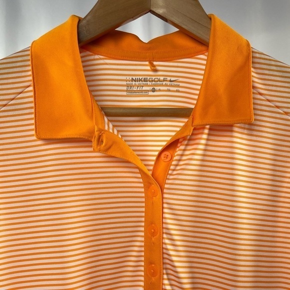 Nike Golf Sleeveless Stripe Collared Top‎ in Orange White Size XL - Picture 6 of 6